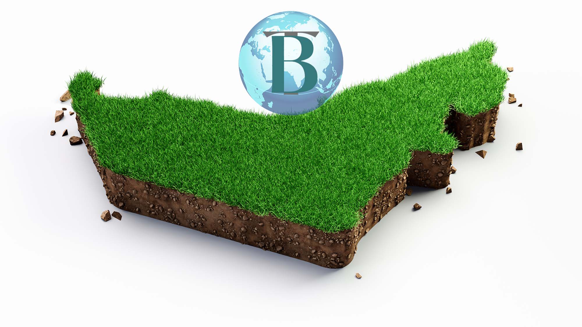 Dubai UAE Map Grass and ground texture 3d illustration